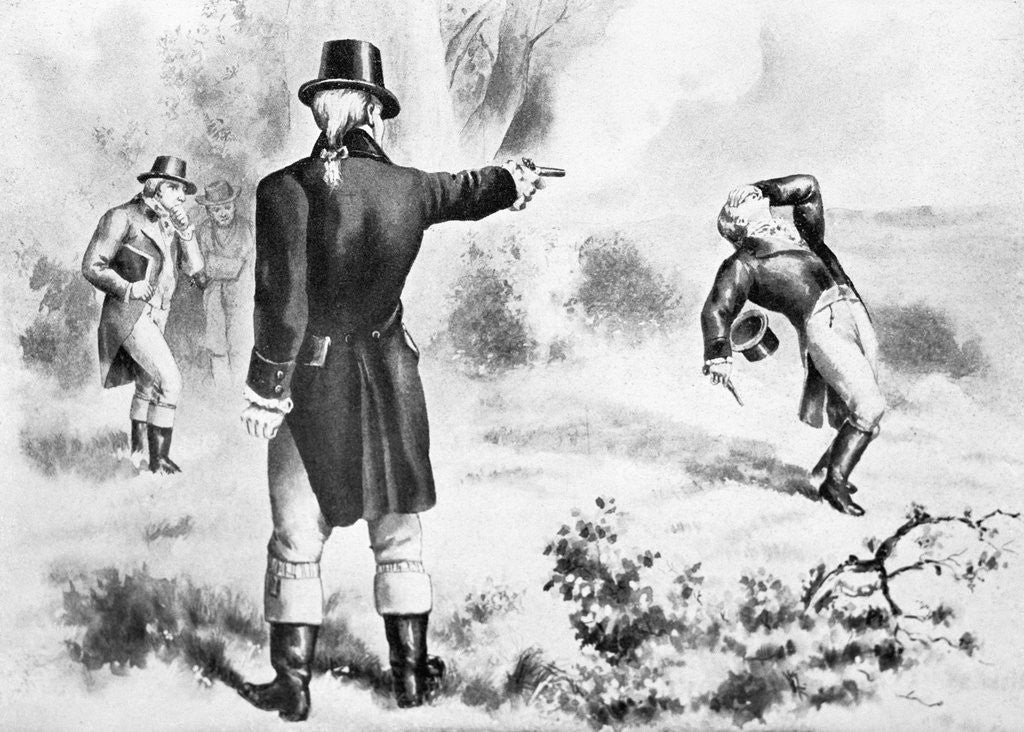 Illustration of the Duel Between Alexander Hamilton and Aaron Burr posters prints by Corbis