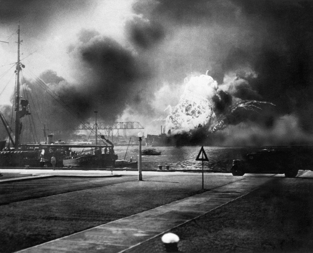 Detail of Explosion Of Ship In Pearl Harbor Attack by Anonymous