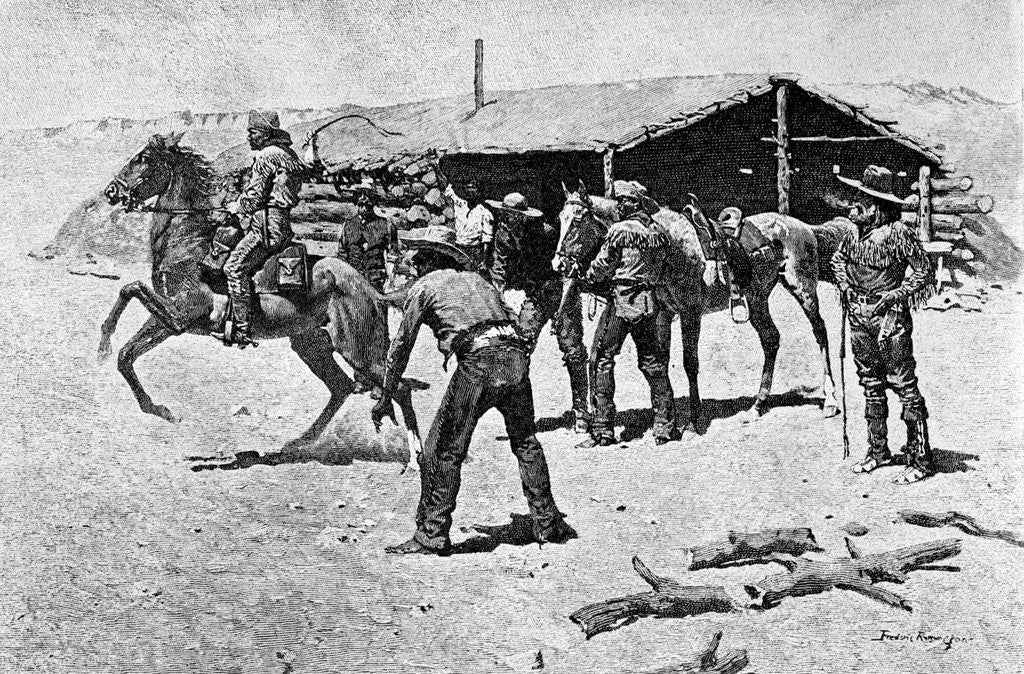 Detail of Changing Mounts At Pony Express Station by Frederick Remington