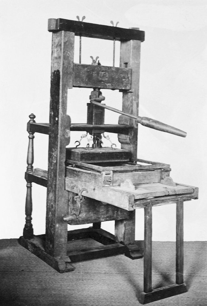Detail of First American Printing Press by Corbis