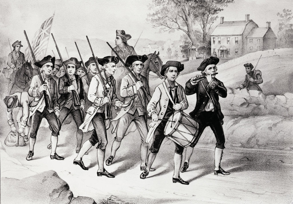 Detail of Minute Men on The March Print by Anonymous