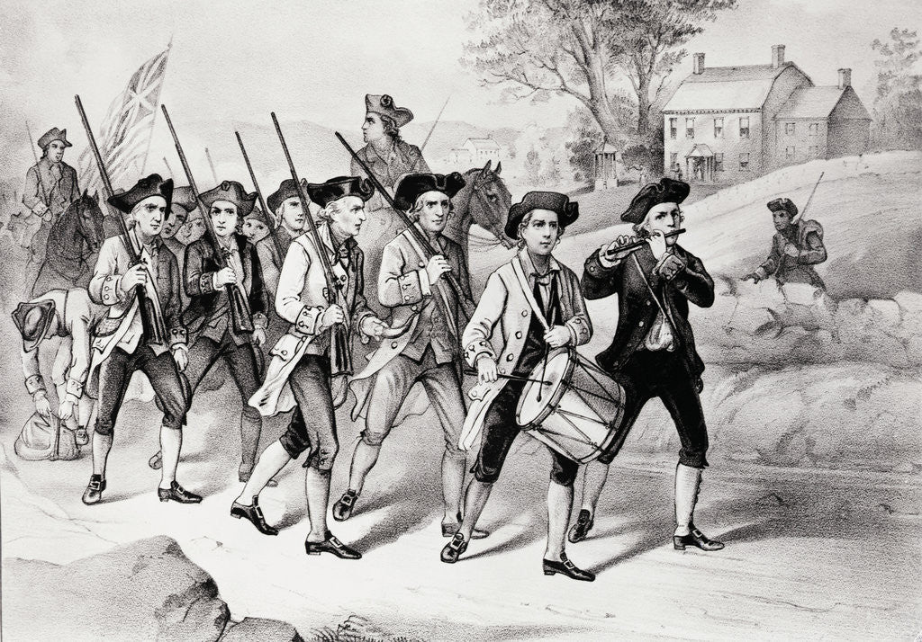 Detail of Minute Men on The March Print by Corbis