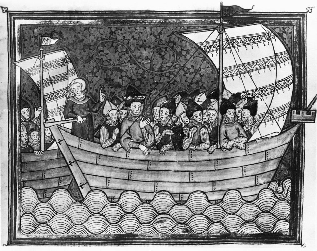 Detail of Ship Sailing With Knights, Cleric At Rud by Anonymous