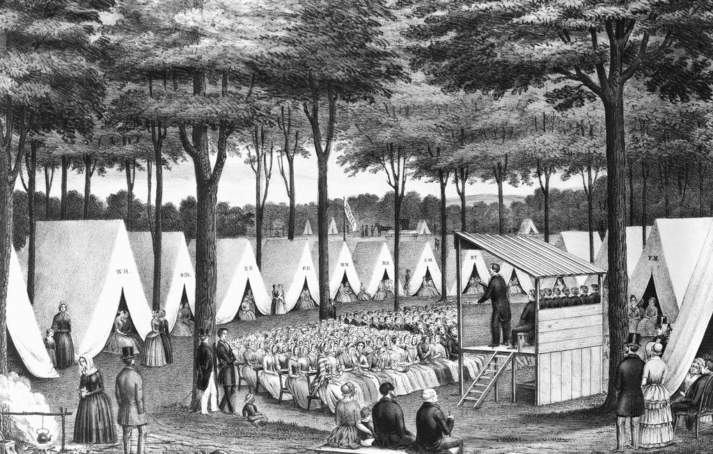 Detail of Methodist Camp Meeting 1850 by Anonymous