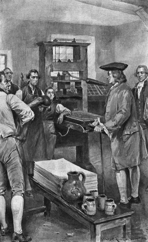 Detail of Benjamin Franklin Offering Advice to Printers by Anonymous