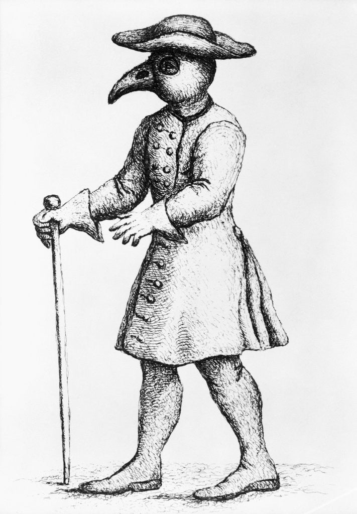 Detail of 17th-Century Illustration of a Doctor Wearing Protective Clothing by Anonymous
