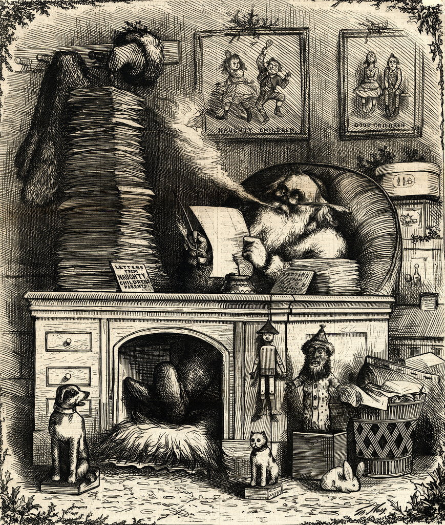 Detail of Woodcut; Santa Claus On Christmas Night by Anonymous