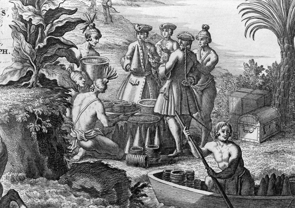 Detail of Indians Negotiating With Merchants by Anonymous