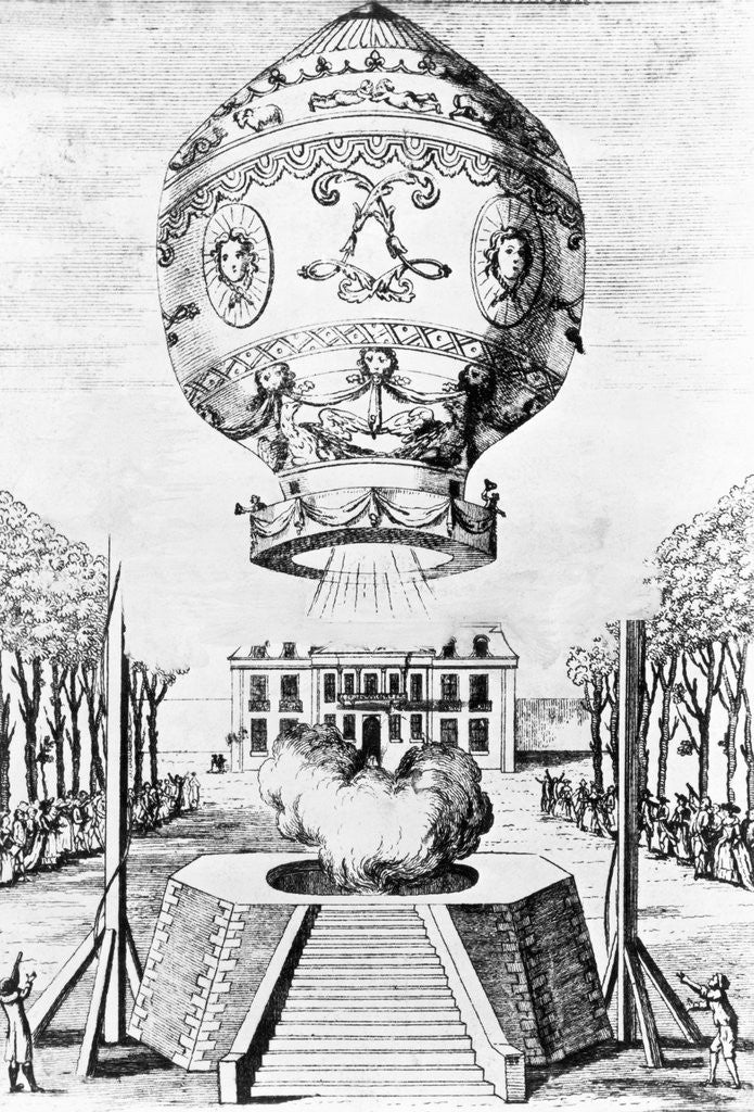 Detail of Engraving of the First Flight of Humans in a Hot Air Balloon by Anonymous