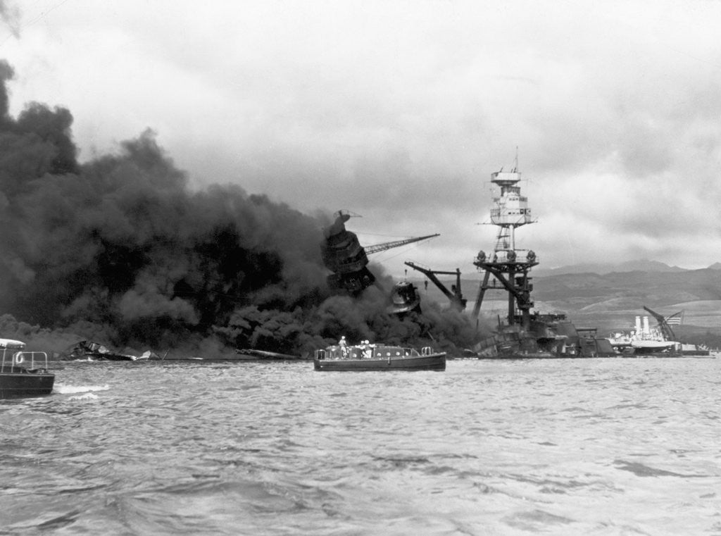 Detail of Uss Arizona Burning In Pearl Harbor by Anonymous
