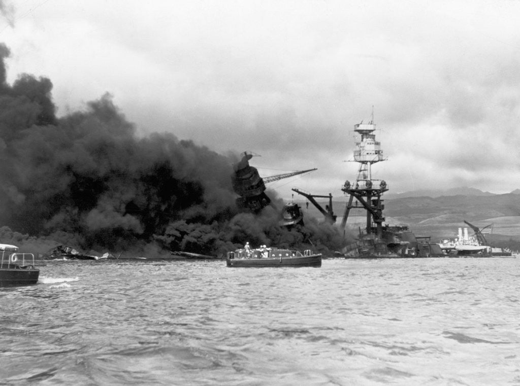 Detail of Uss Arizona Burning In Pearl Harbor by Corbis