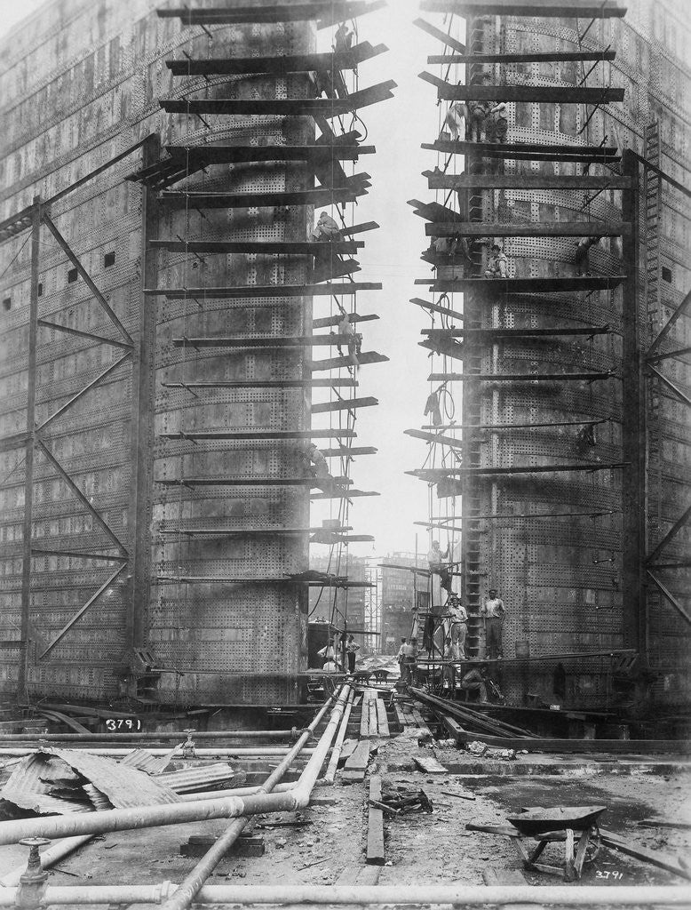 Detail of Worker on Panama Canal Lock by Anonymous