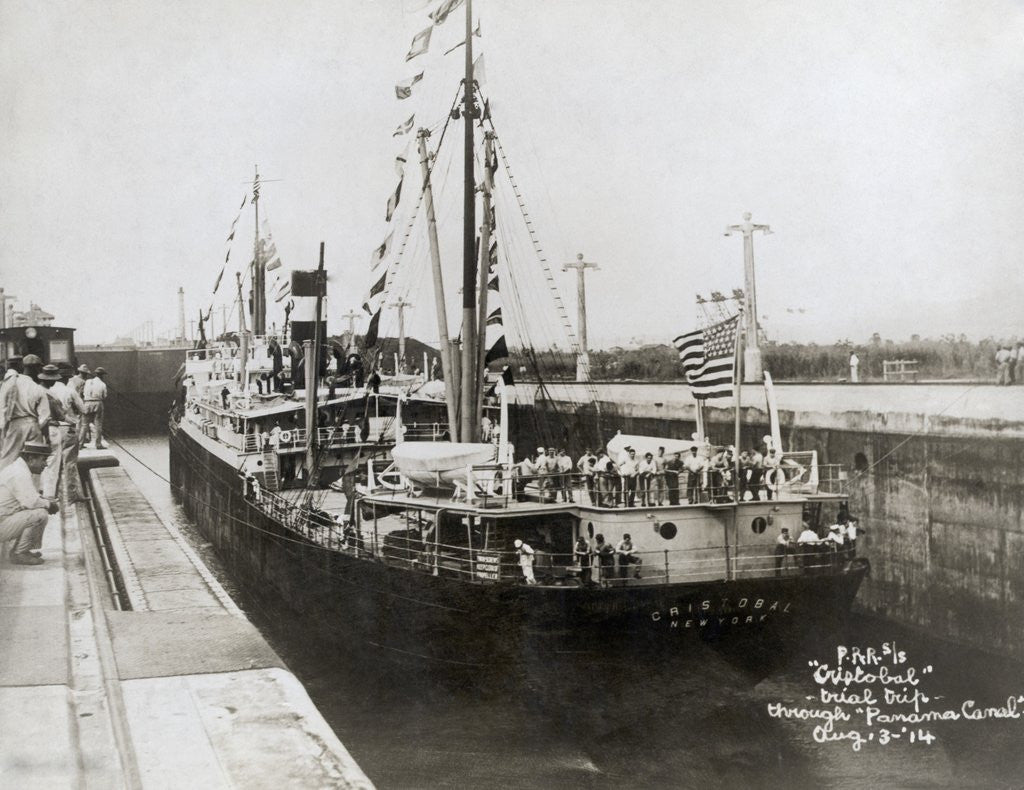 Detail of S.S. Cristobal Entering Lock on Trial Trip Through Panama Canal by Anonymous