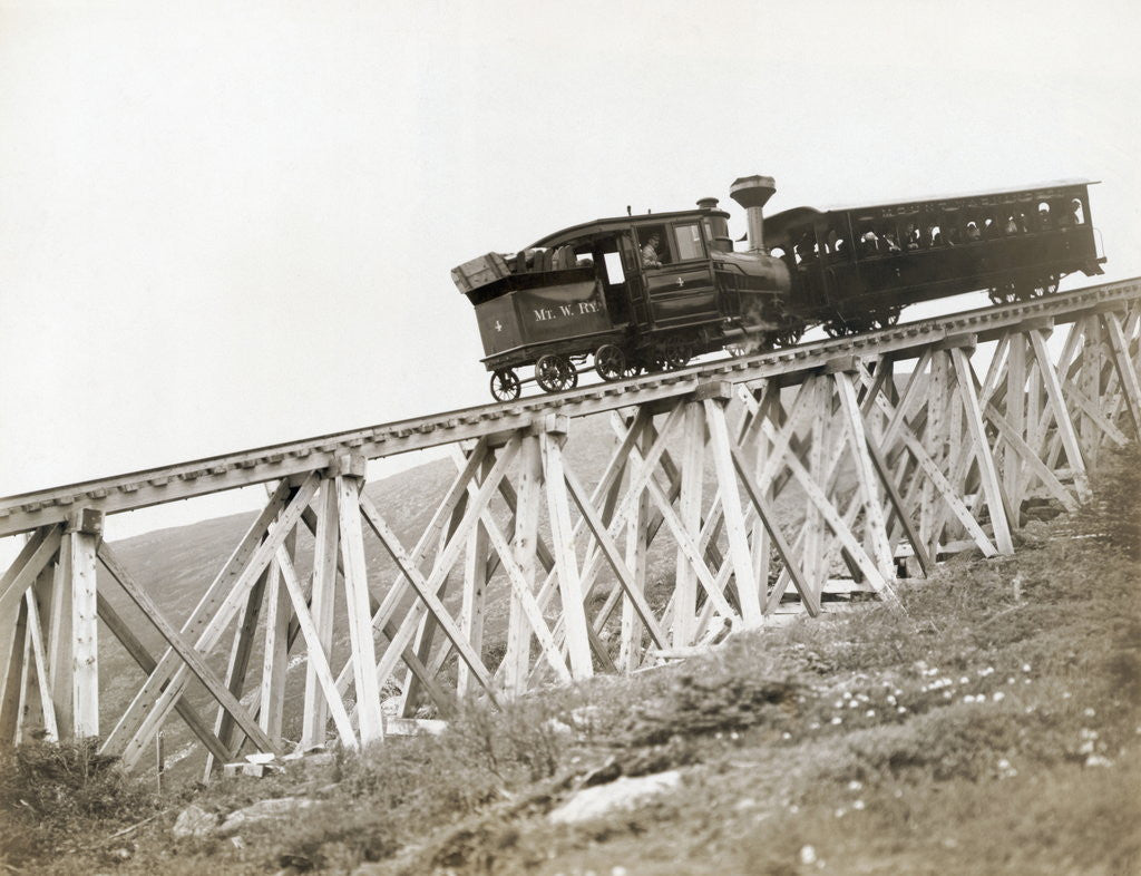 Detail of Train Ascending Mount Washington by Corbis