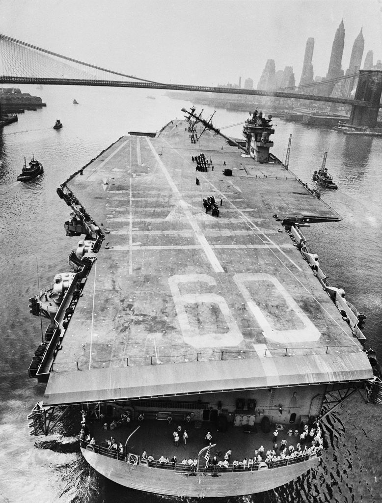 Detail of Huge Supercarrier Sailing Under Bridge by Anonymous