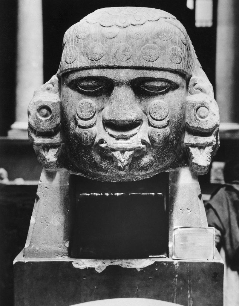 Detail of Ancient Aztec Stone Head by Anonymous