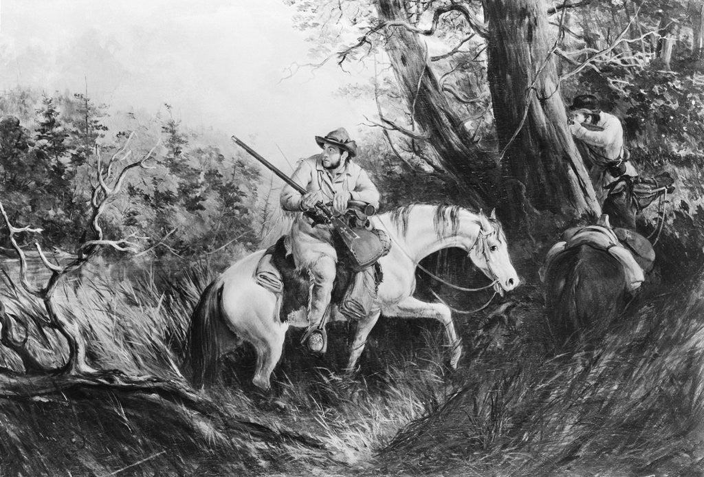 Detail of Illustration Of Pioneer On Horseback by Anonymous