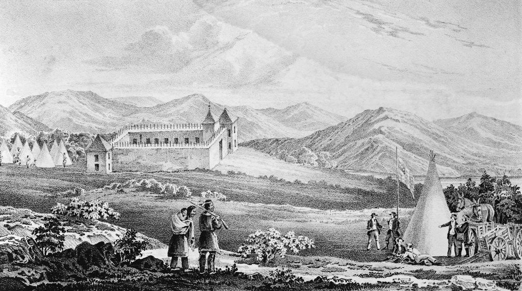 Detail of Lithograph Of Ft. Laramie, Wyoming by Anonymous