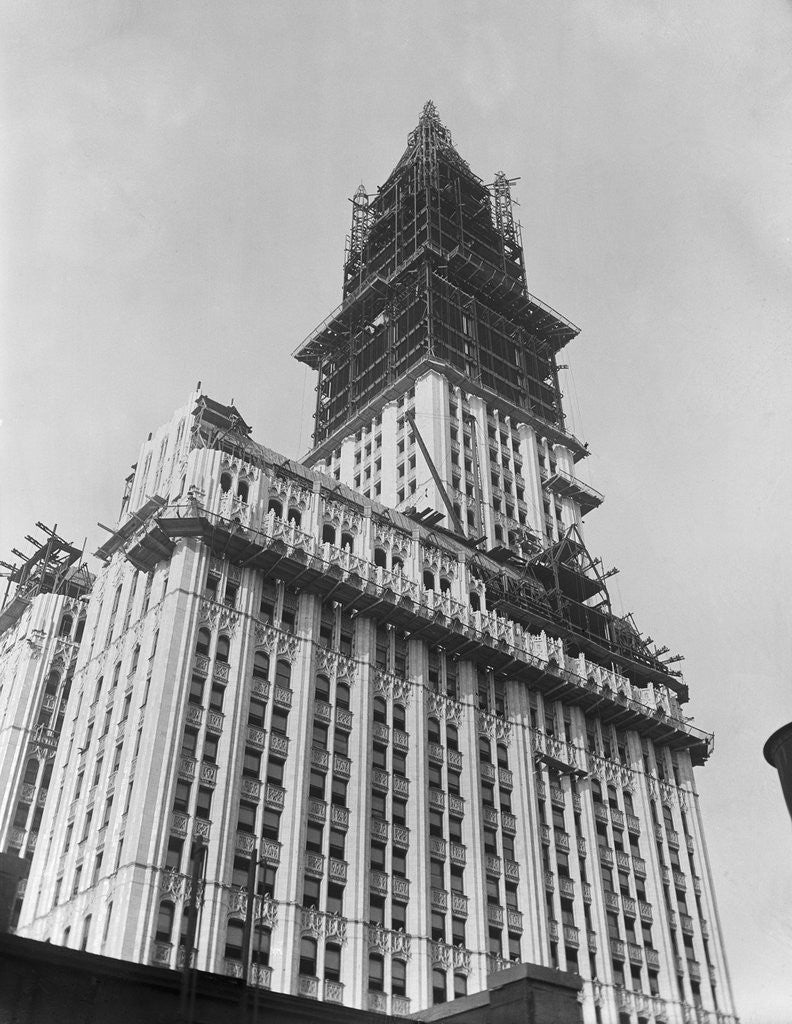 Detail of Woolworth Building Under Construction by Anonymous