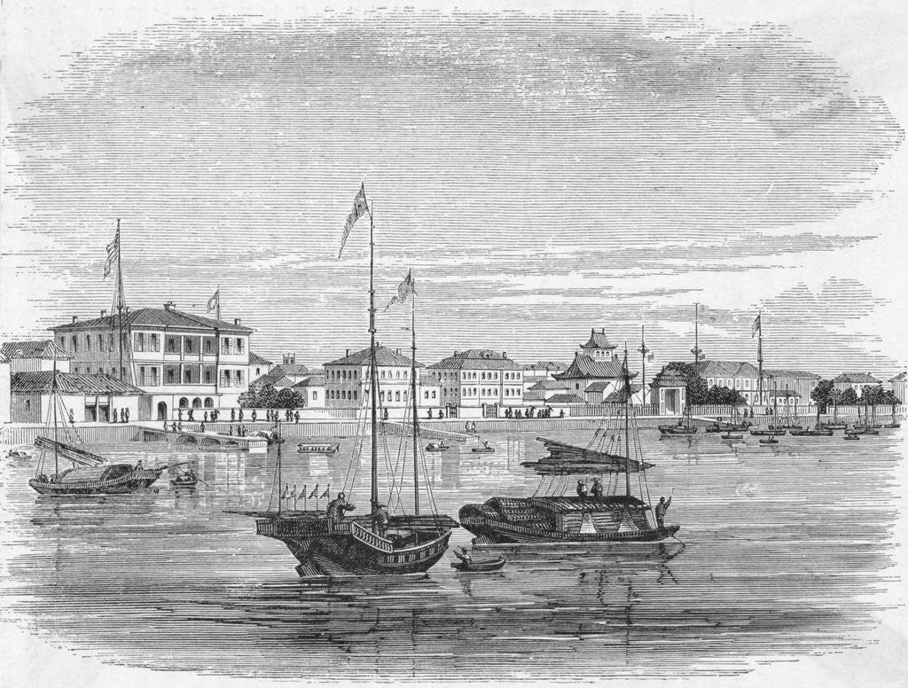 Detail of Engraving Of Boats On Water In Shanghai by Anonymous