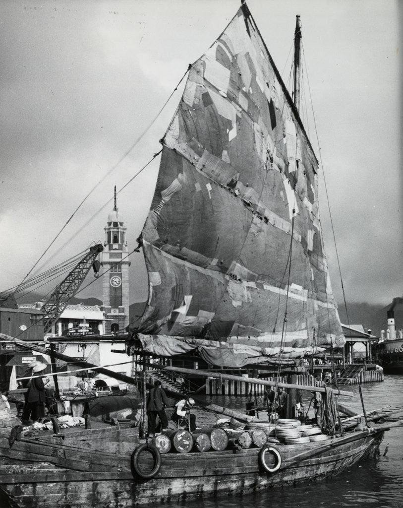 Detail of Chinese Junk At Pier by Anonymous