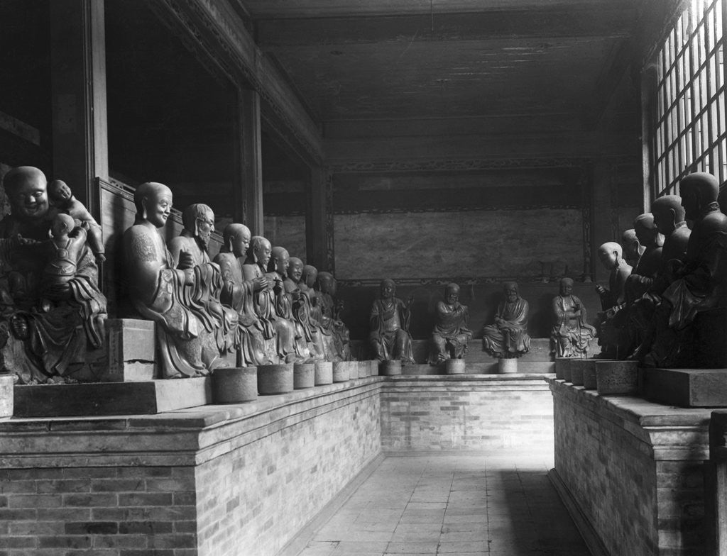 Detail of Chinese Gods Lined In A Temple by Anonymous