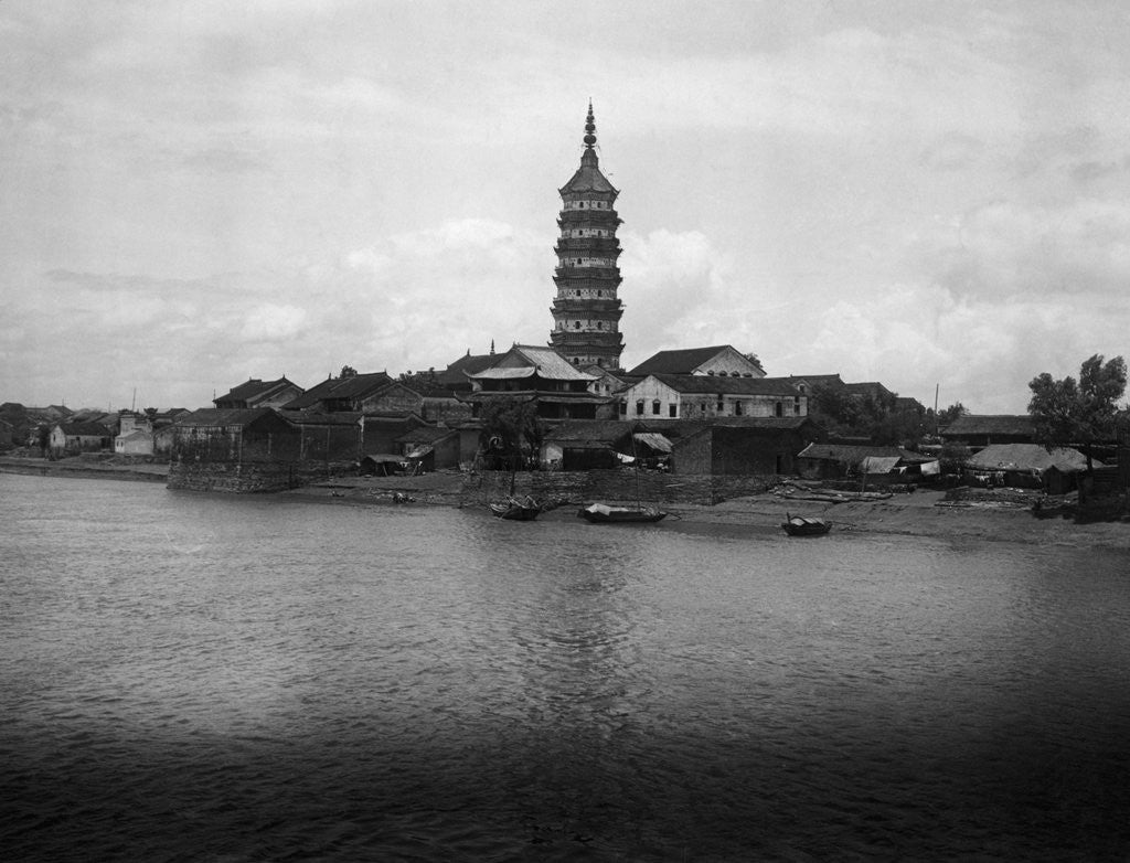 Detail of Village On The Banks Of The Yangtze Rive by Anonymous