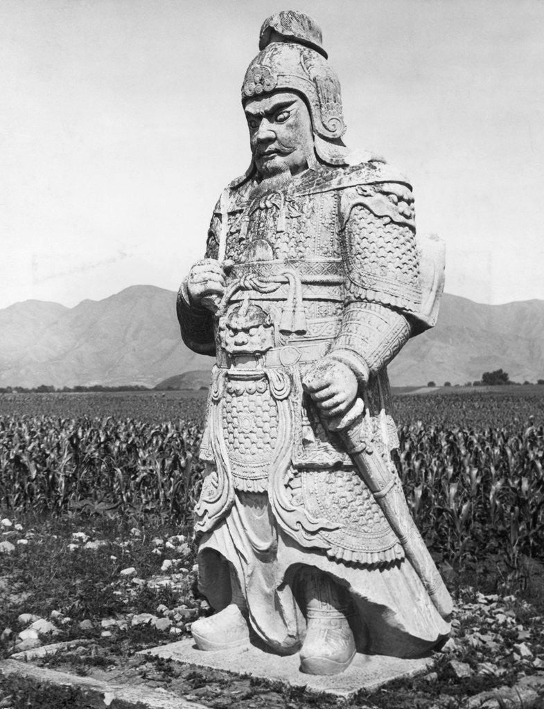 Detail of Stone Statue Of Chinese General by Anonymous