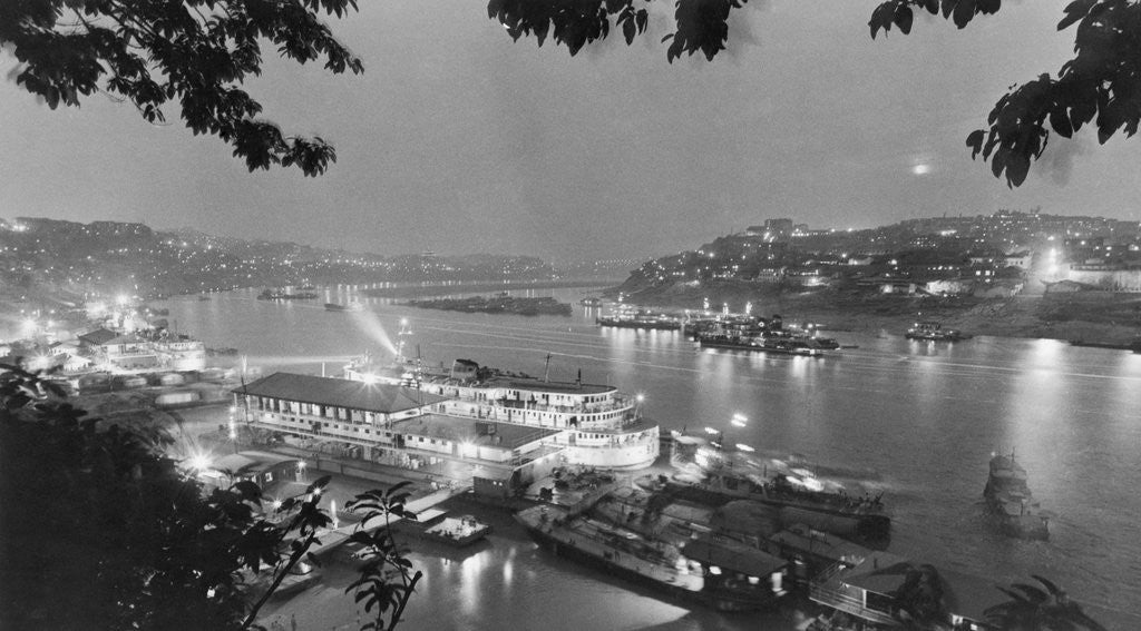 Detail of Aerial Night View Of Chungking Harbor by Anonymous