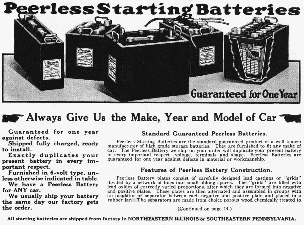 Detail of Car Battery Advertisement by Corbis