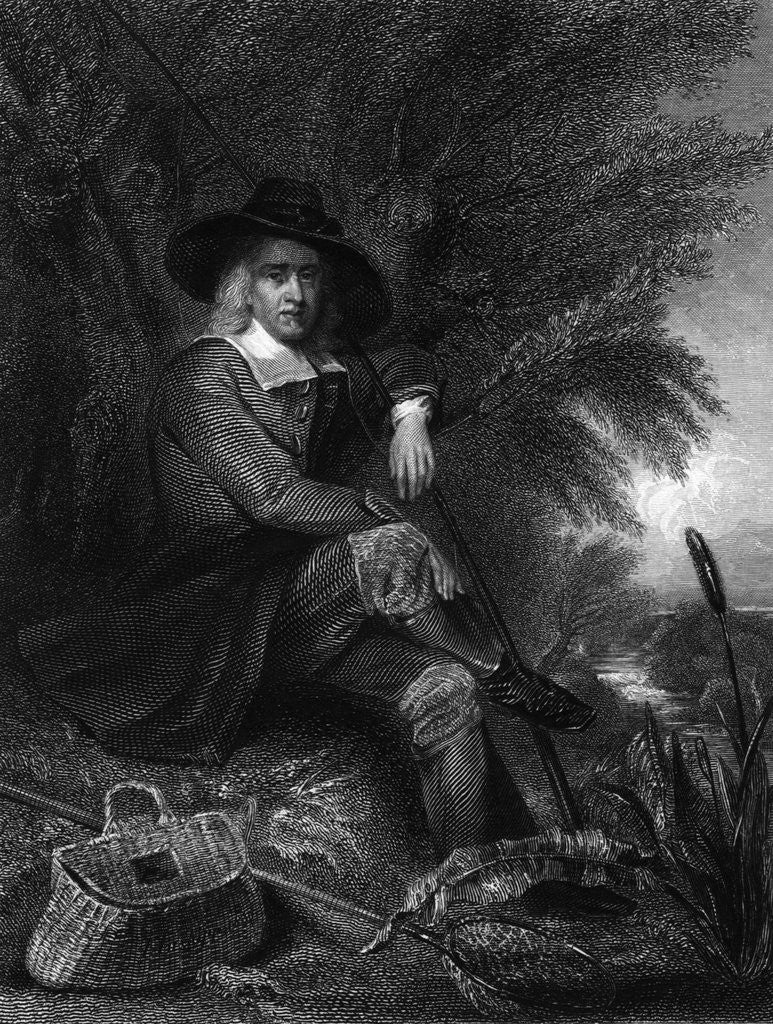 Detail of Engraving of Izaak Walton with Fishing Gear by Anonymous