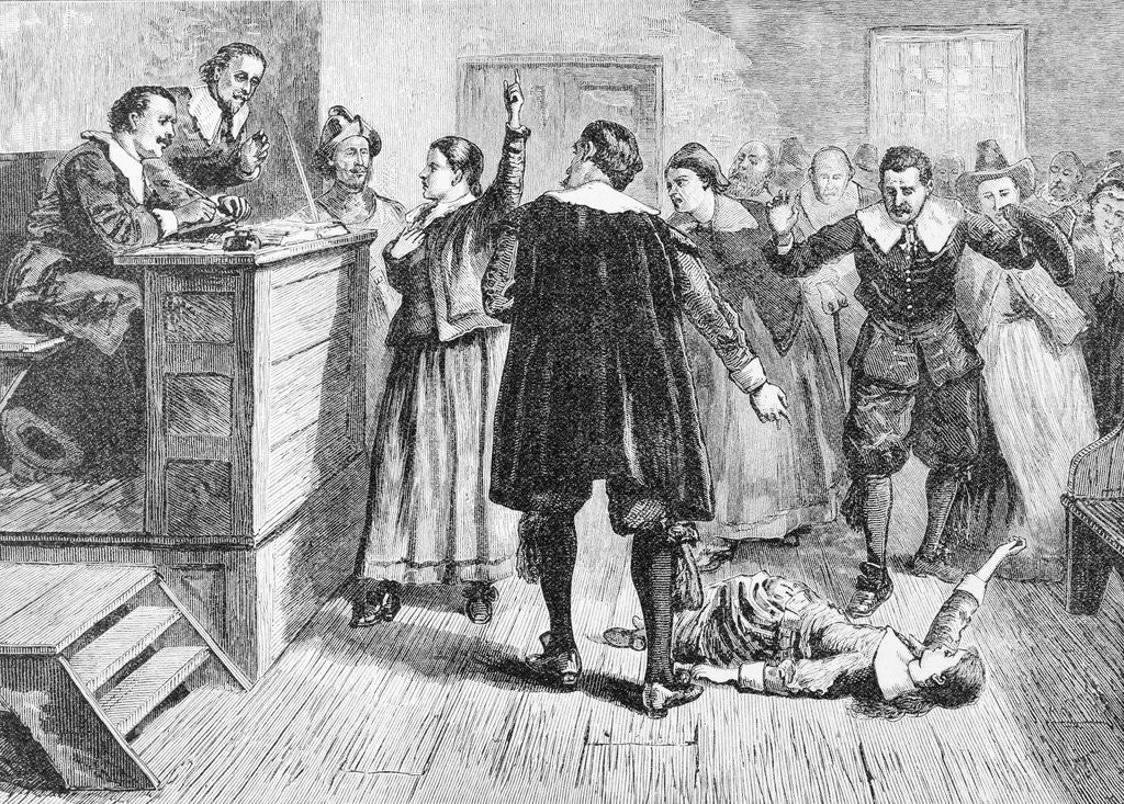 Detail of Witchcraft at Salem Village Book Illustration by Anonymous