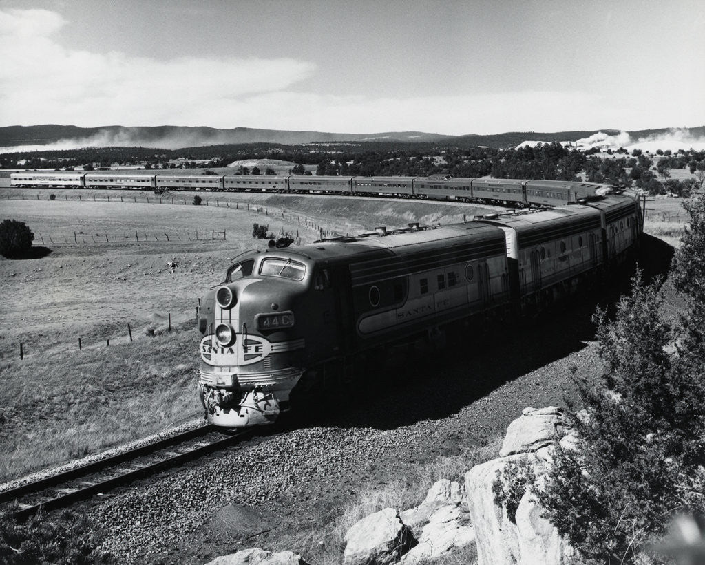 Detail of Train Full Length On Curved Track by Anonymous