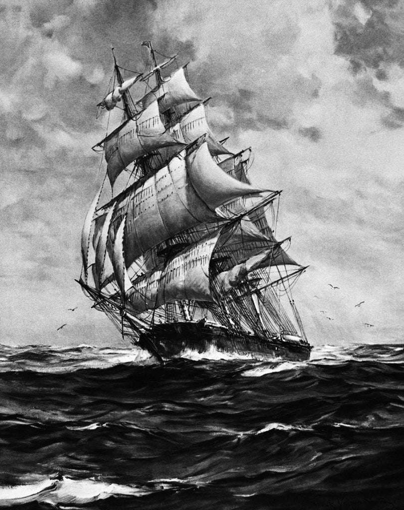 Detail of Clipper Ship Flying Cloud In Full Sail by Corbis