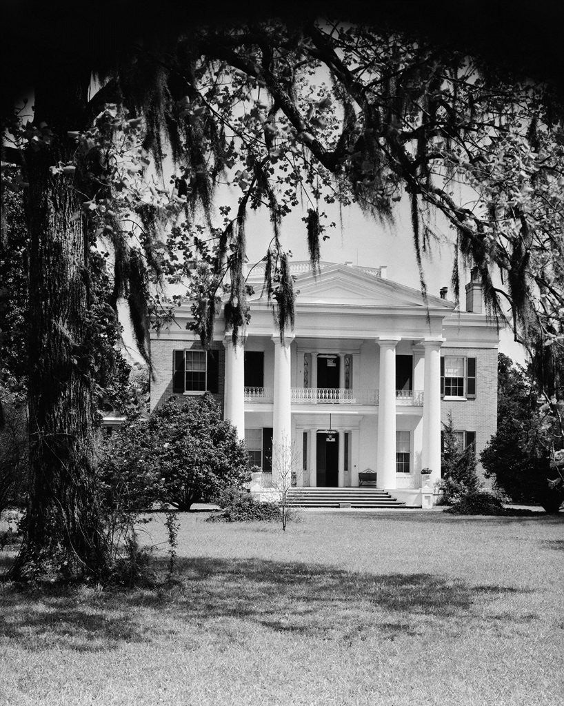 Detail of Front View Of An Antebellum Mansion by Anonymous