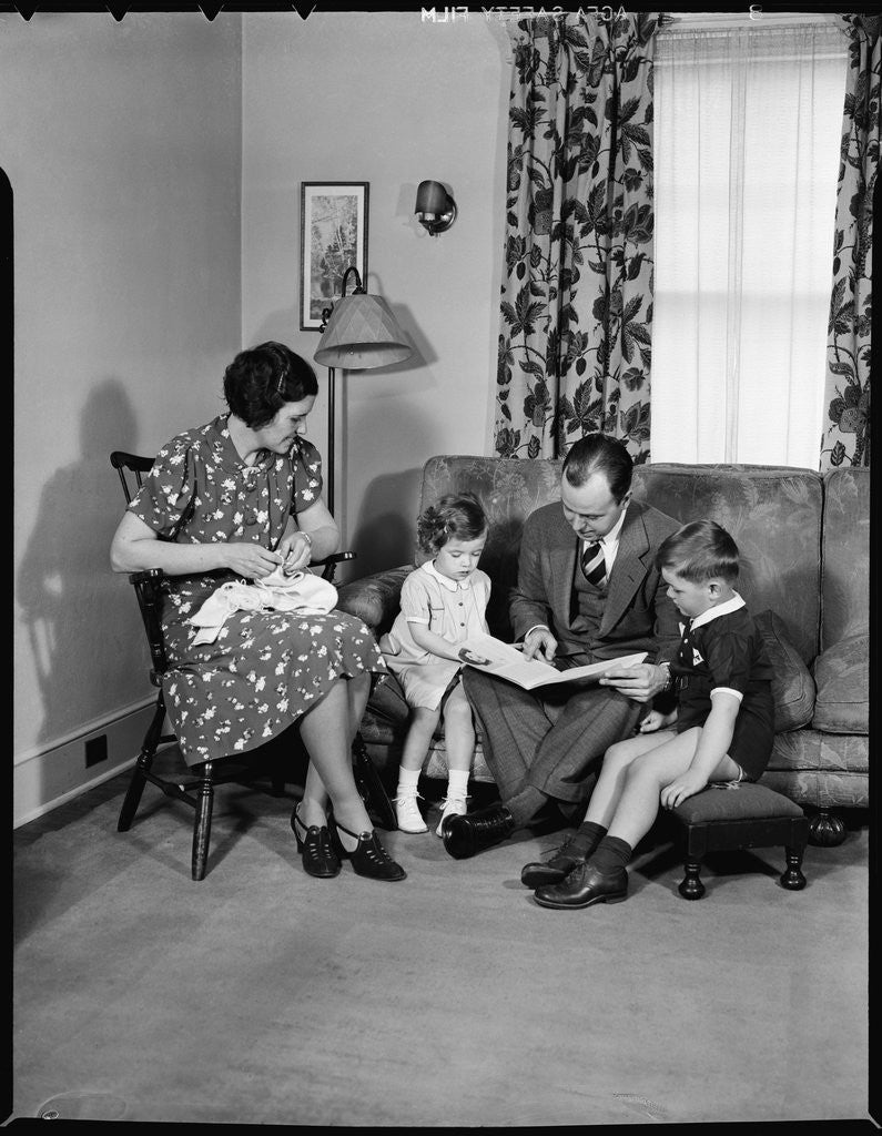 Detail of Family in Their Living Room by Corbis