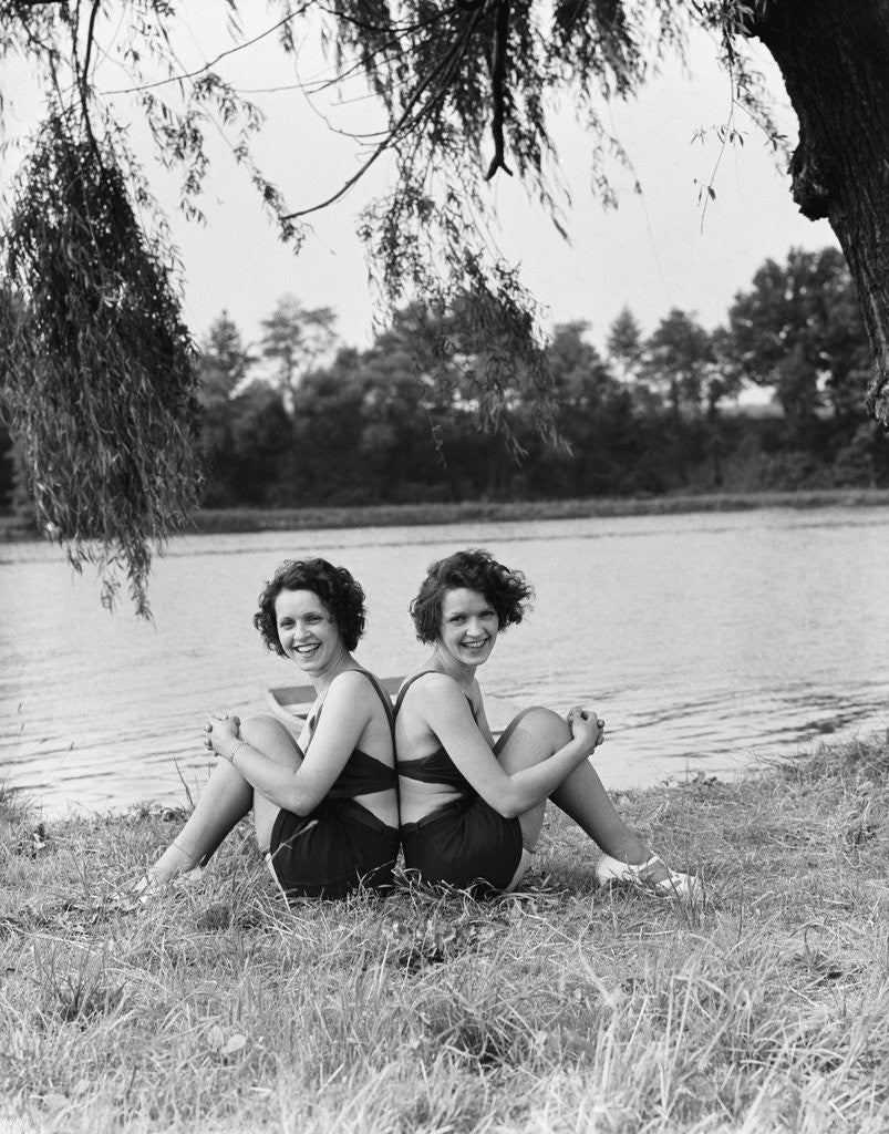 Detail of Twin Sisters Sitting Back to Back by Anonymous