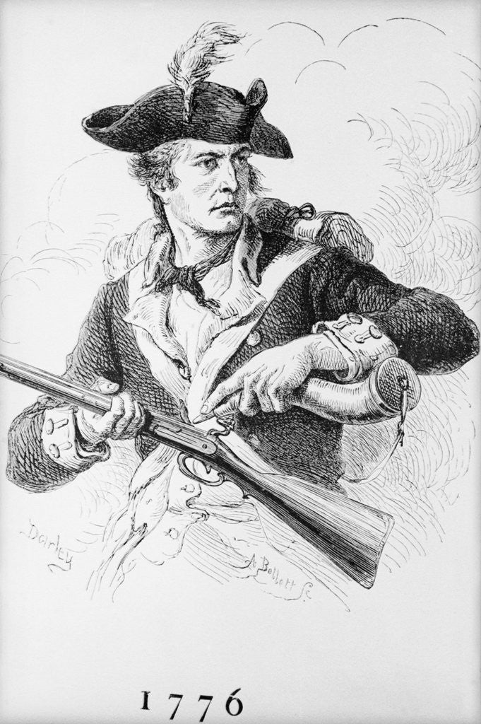 Detail of Soldier Of 1776 Filling Gun With Powder by Corbis