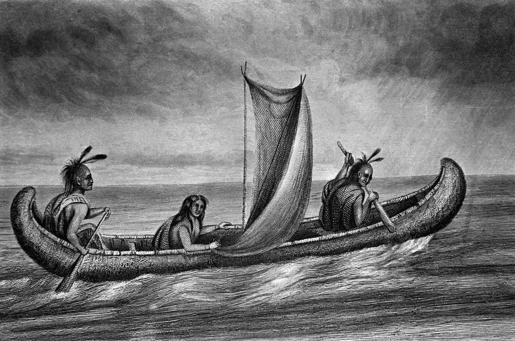 Detail of Illustration of Native Americans in a Canoe by Anonymous