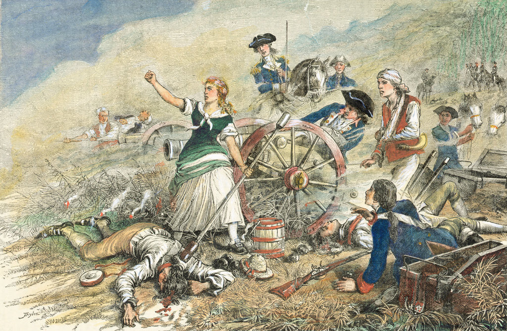 Detail of Color Engraving of Molly Pitcher at the Battle of Monmouth by Anonymous