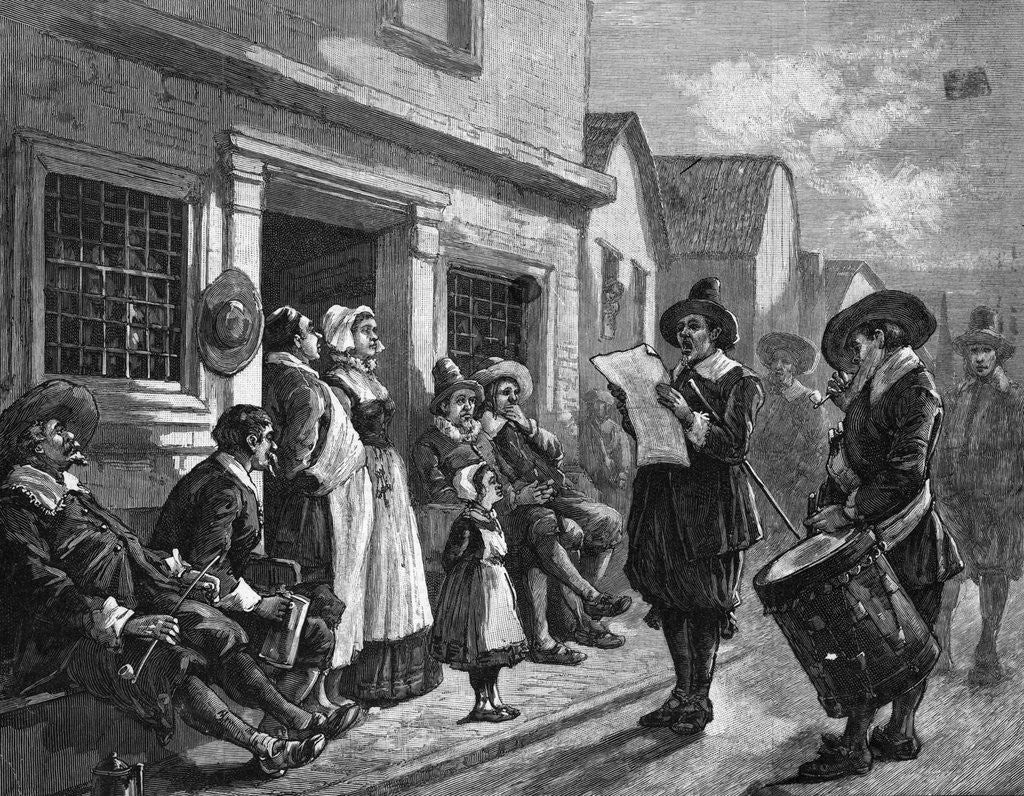 Detail of Colonial Town Crier In Town Scene by Anonymous
