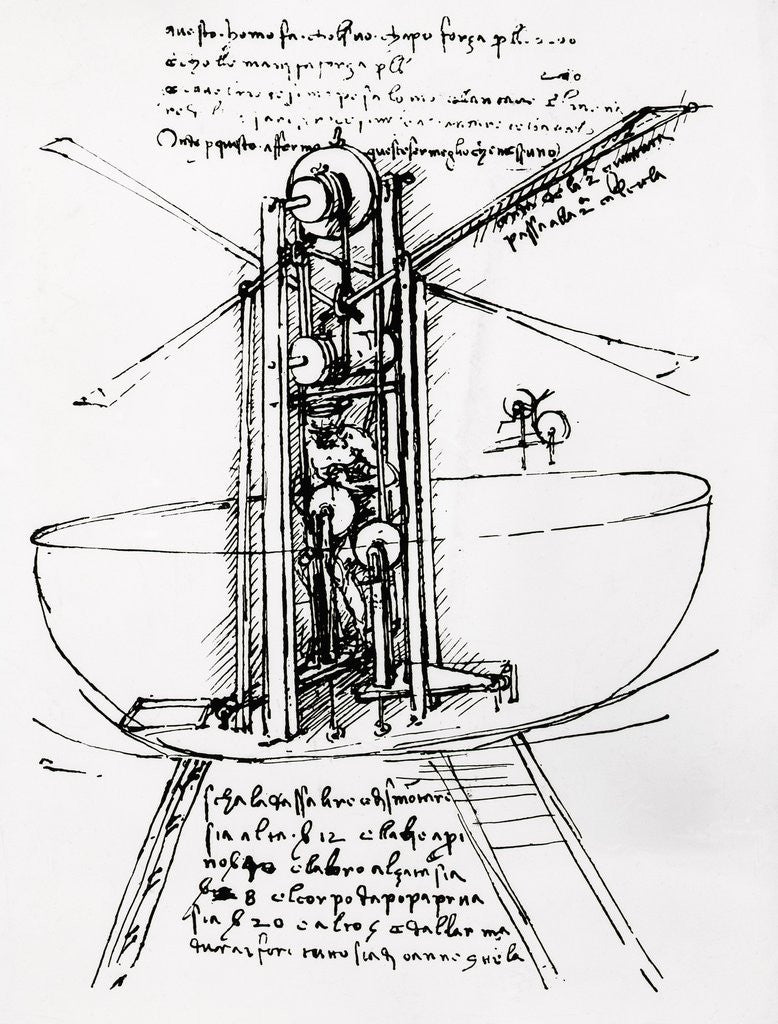 Detail of Drawing of a Manually Driven Flying Machine by Leonardo da Vinci