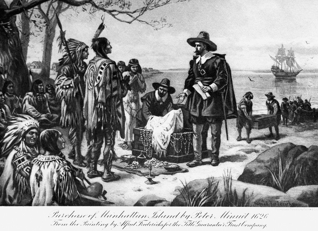 Detail of Purchase of Manhattan Island by Pieter Minuit by Alfred Friedericks