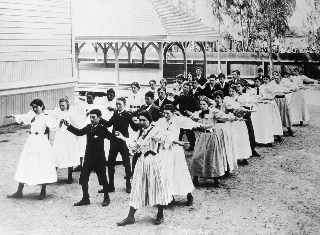 Detail of Students Exercise Outdoors by Anonymous