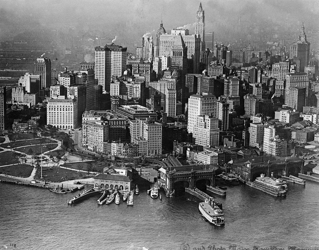 Detail of Aerial View Of Lower New York & Battery by Anonymous