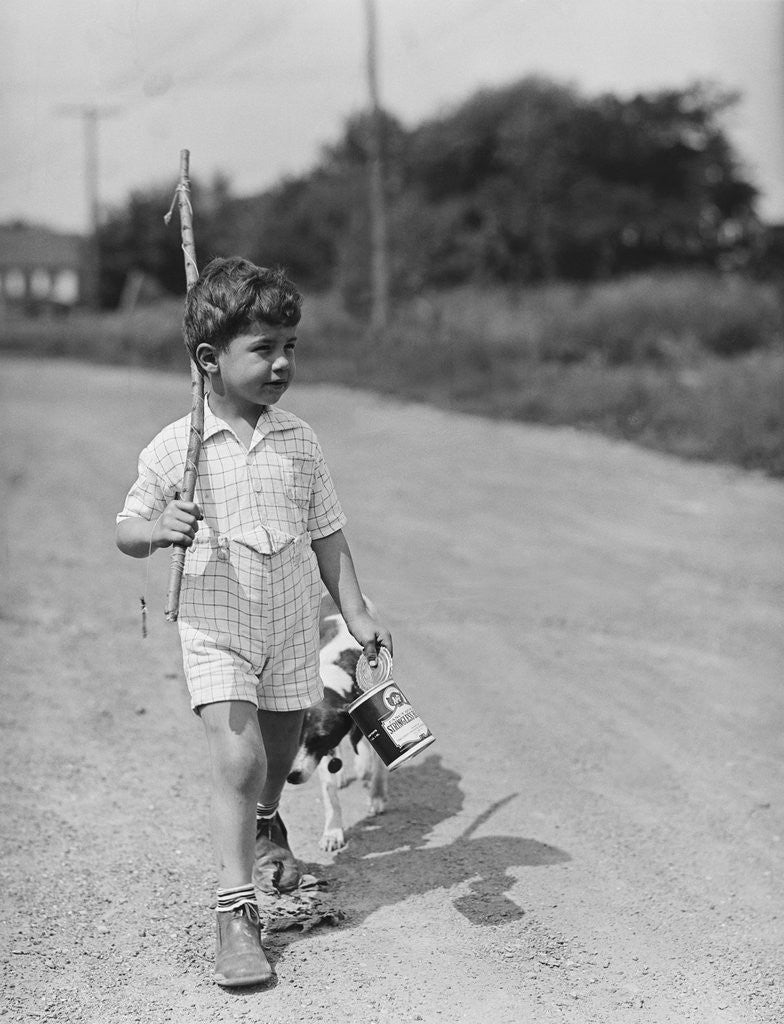 Detail of Boy Walking with Fishing Stick by Anonymous