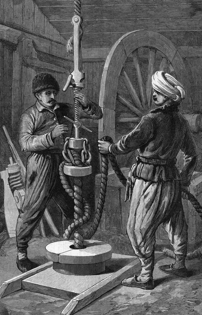 Detail of Two Men Boring A Petroleum Oil Well by Anonymous