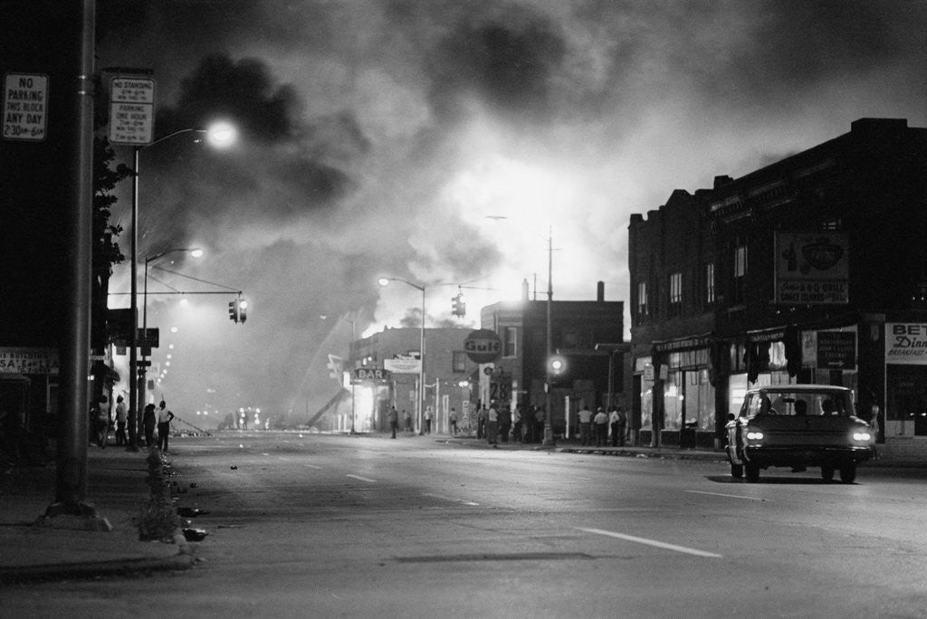 Detail of Fires Burning in Detroit During Riots by Corbis