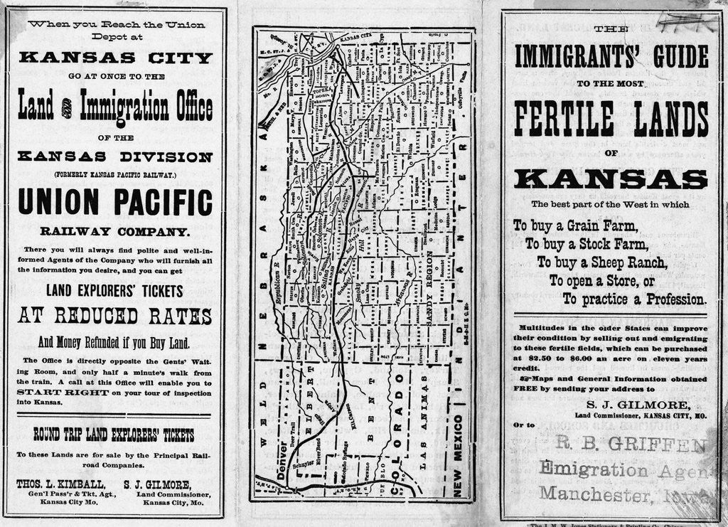 Detail of The Immigrants' Guide to The Most Fertile Lands of Kansas Pamphlet by Anonymous