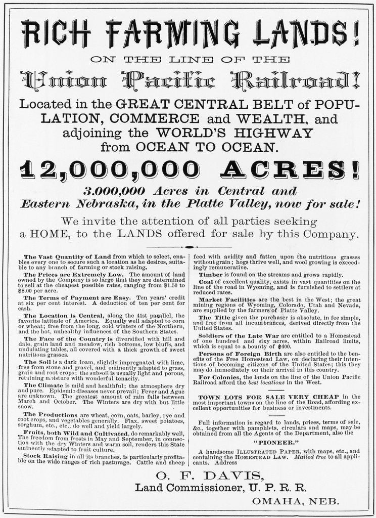 Detail of Poster Advertising Land On Union Pacific by Anonymous